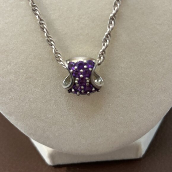 925 Necklace with a Sterling Silver Slide Pendant with purple Amethyst - Picture 4 of 9